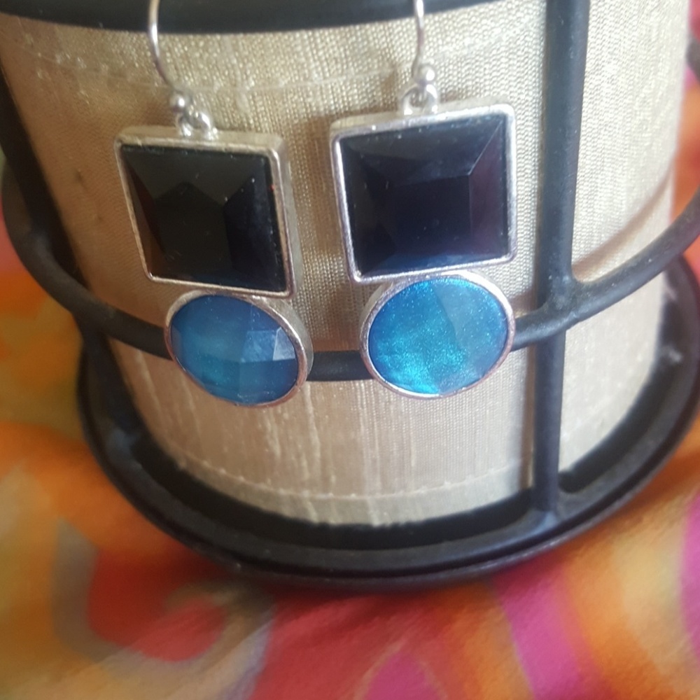 New York & Company blue black silver earrings NWOT